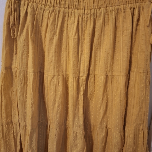 Lost + Wander: Yellow Boho Tiered Cotton Skirt, Elastic Waist Zip Close. Size 2x - Picture 4 of 5